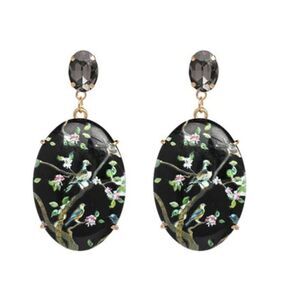 ✨🆕✨ Beautifully Boho Vintage Inspired BLACK Happy Days Floral Birds Earrings ✨